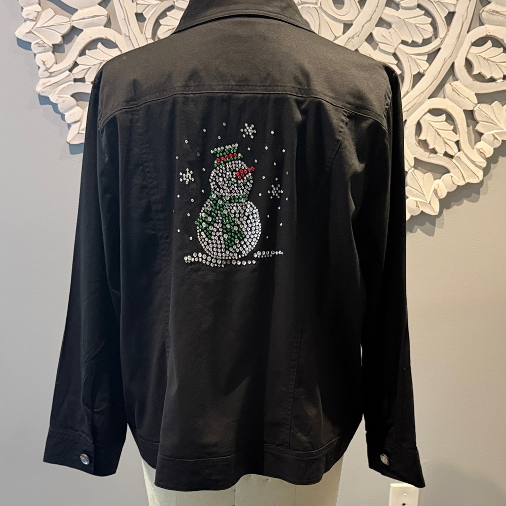 Vintage Christmas Jacket Onque Women's Black Embellished Jacket 1X